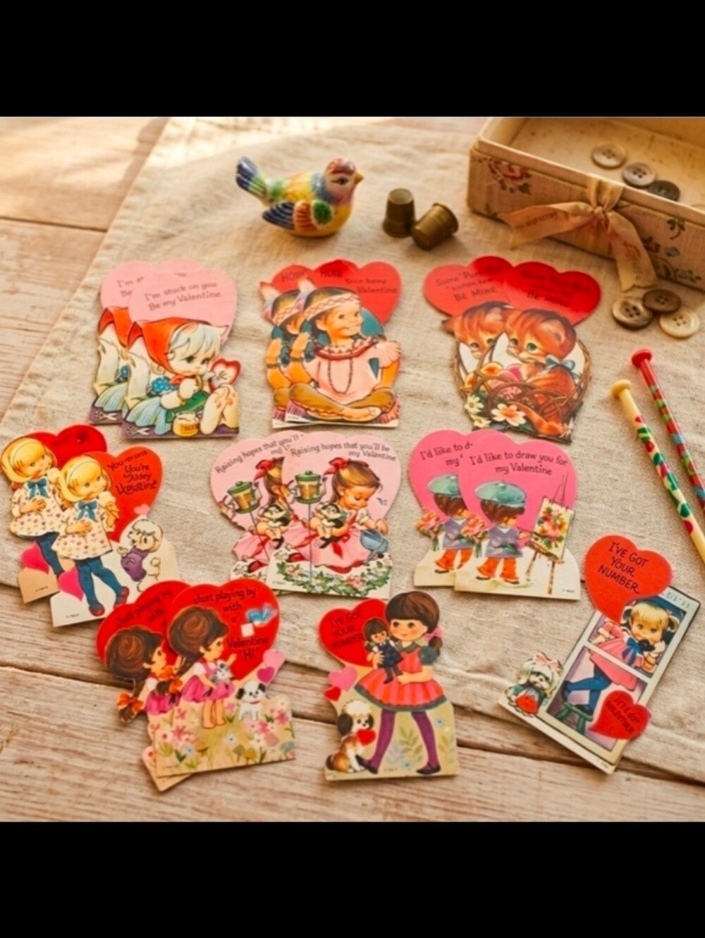 Vintage 1960s-70s Pete Hawley Valentines - Set of 16 Cards & Envelopes